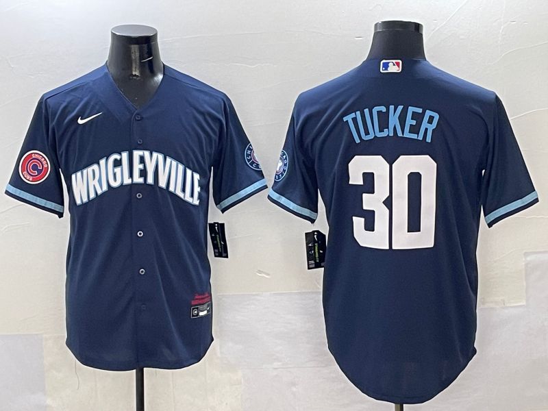 Men Chicago Cubs #30 Tucker Dark Blue City Edition 2025 Nike MLB Jersey style 5